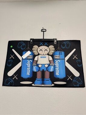 Supreme Boxing Theme Novelty Graphic Rectangle Door Mat Black Blue White 31.5x20